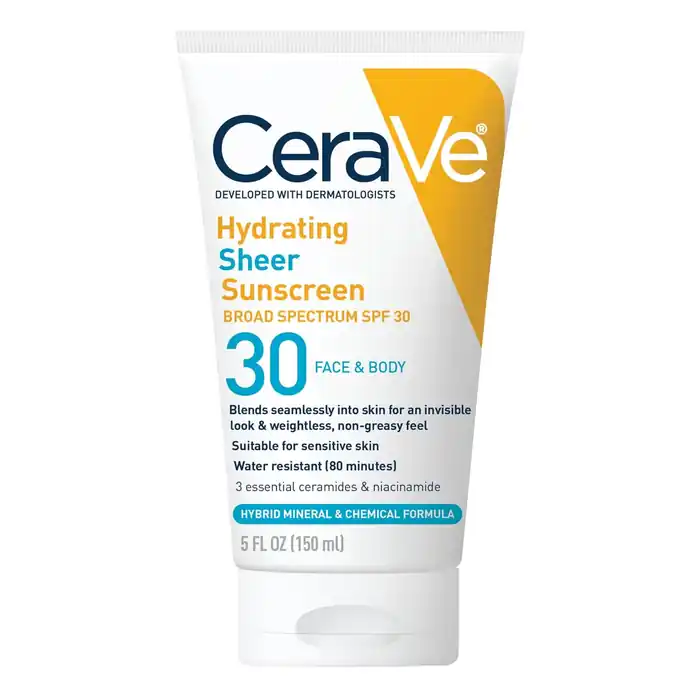 CeraVe Hydrating Sheer Sunscreen Broad Spectrum SPF 30 for Face & Body