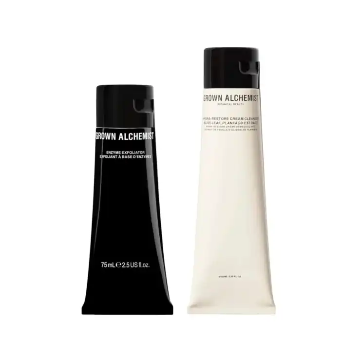 Grown Alchemist Enzyme Exfoliator and Hydra-Restore Cream Cleanser Bundle